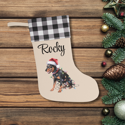 Personalized Miniature Pinscher Christmas Stocking, Holiday Decor Gift for Pet Lovers