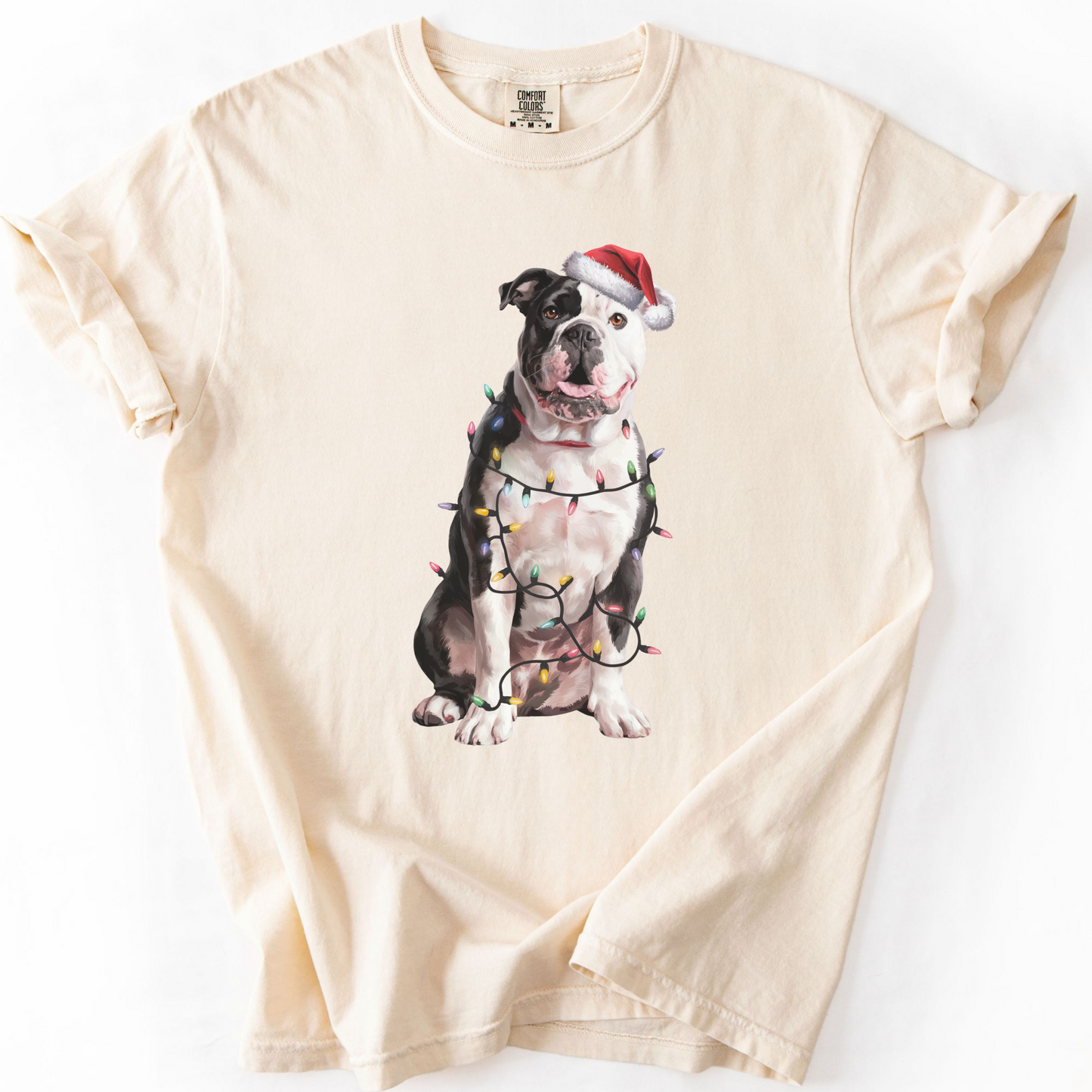 American Bulldog Christmas Lights Dog Shirt