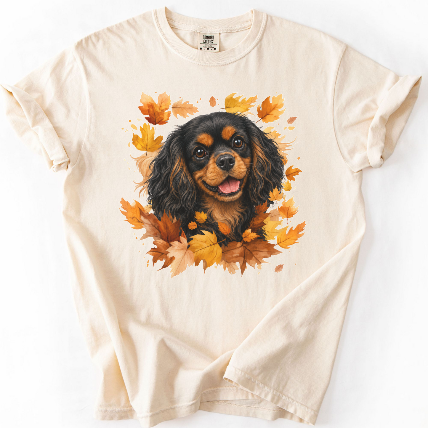 Black and Tan Cavalier Fall Shirt, Autumn Dog Mom Comfort Colors Tee