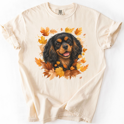 Black and Tan Cavalier Fall Shirt, Autumn Dog Mom Comfort Colors Tee