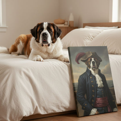 Custom Pet Pirate Portrait, Personalized Renaissance Dog or Cat Canvas