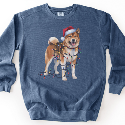 Christmas Akita Dog Sweatshirt, Holiday Lights Akita Mom Apparel
