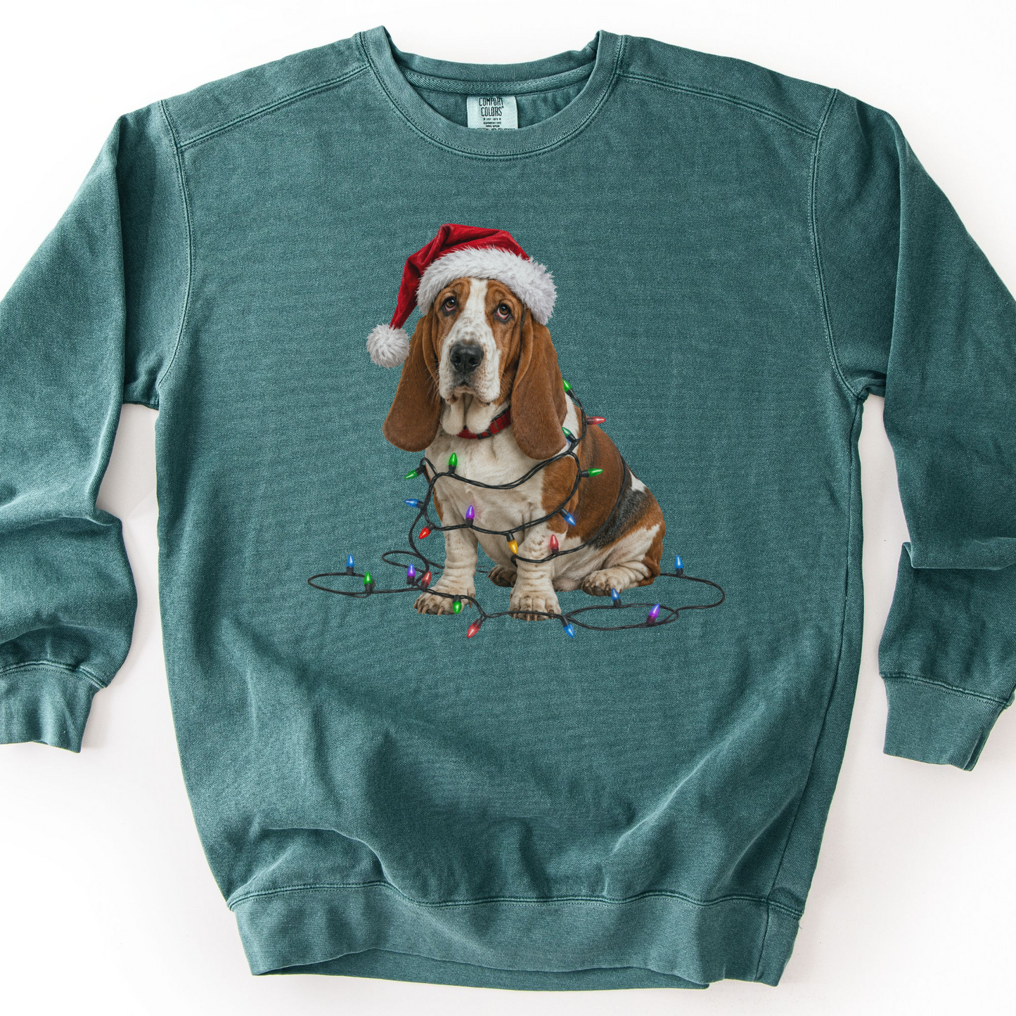 Christmas Basset Hound Sweatshirt, Festive Dog Lights Sweater, Unisex Pet Lover Apparel