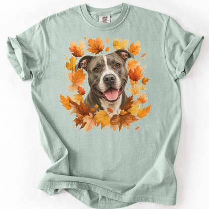 Pitbull Fall Shirt, Autumn Dog Mom Comfort Colors Tee