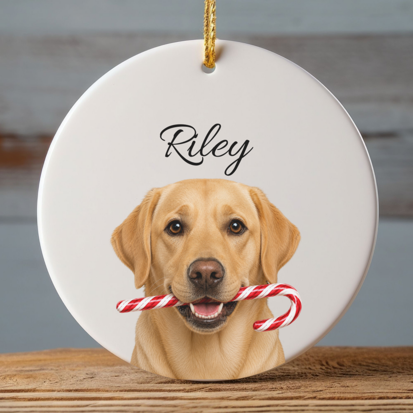 Personalized Yellow Lab Ornament, Custom Dog Name Christmas Ornament, Labrador Retriever Gift, Dog Lover Gift