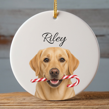 Personalized Yellow Lab Ornament, Custom Dog Name Christmas Ornament, Labrador Retriever Gift, Dog Lover Gift