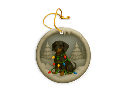 Personalized Black & Tan Dachshund Christmas 3D Clay-Style Dog Keepsake