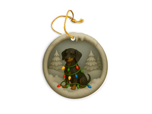 Personalized Black & Tan Dachshund Christmas 3D Clay-Style Dog Keepsake
