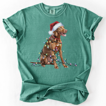 Vizsla Christmas Lights Shirt, Festive Holiday Tee for Bird Dog Lovers