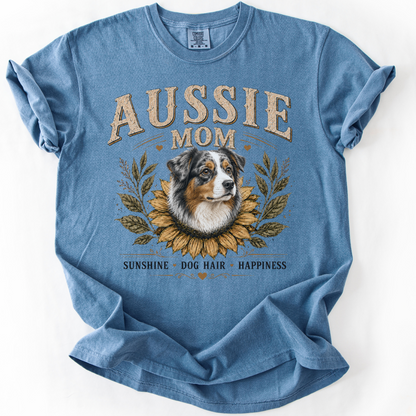 Australian Shepherd Mom Shirt, Aussie Mom Sunflower Tee, Vintage Dog Lover Gift