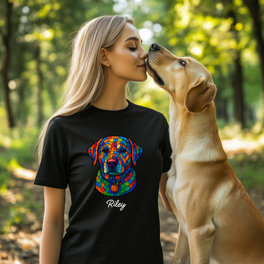 Personalized Geometric Tile Dog Head Shirt