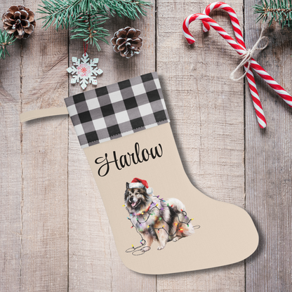 Personalized Keeshond Christmas Stocking, Holiday Decor Gift for Pet Lovers