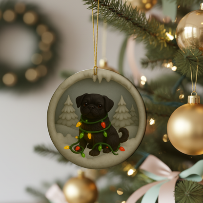 Personalized Black Pug Christmas 3D Clay-Style Dog Keepsake