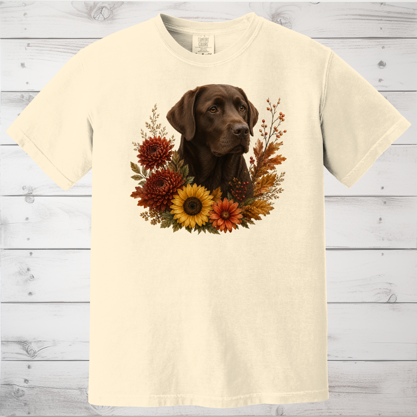 Chocolate Labrador Autumn Floral Shirt