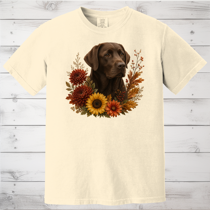 Chocolate Labrador Autumn Floral Shirt