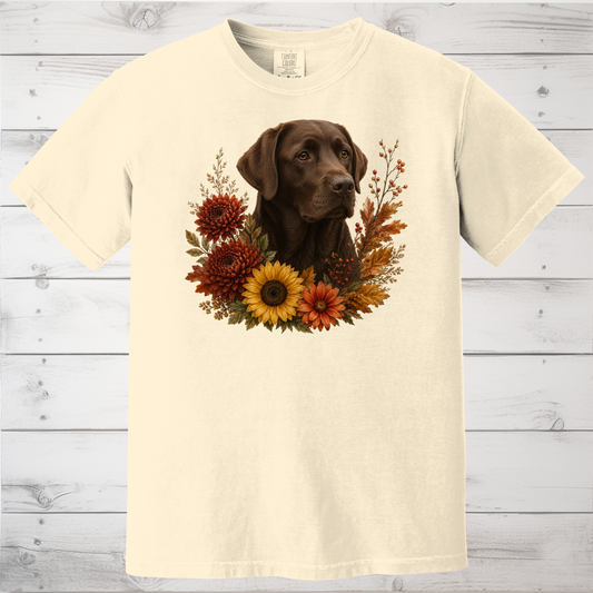 Chocolate Labrador Autumn Floral Shirt