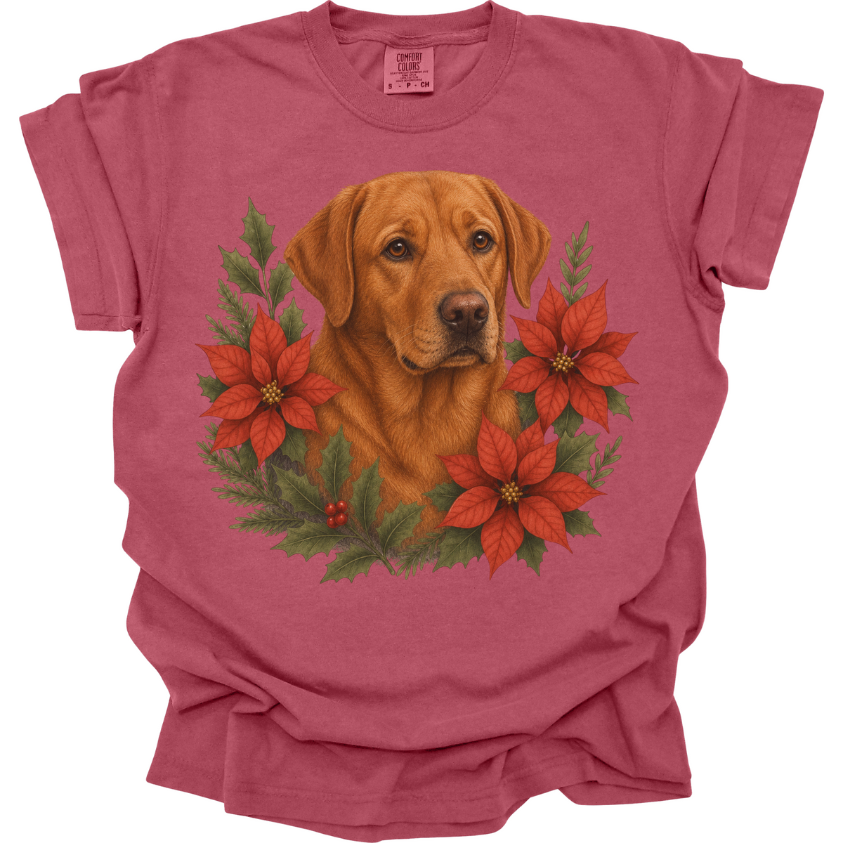 Fox Red Lab Poinsettia Christmas Shirt