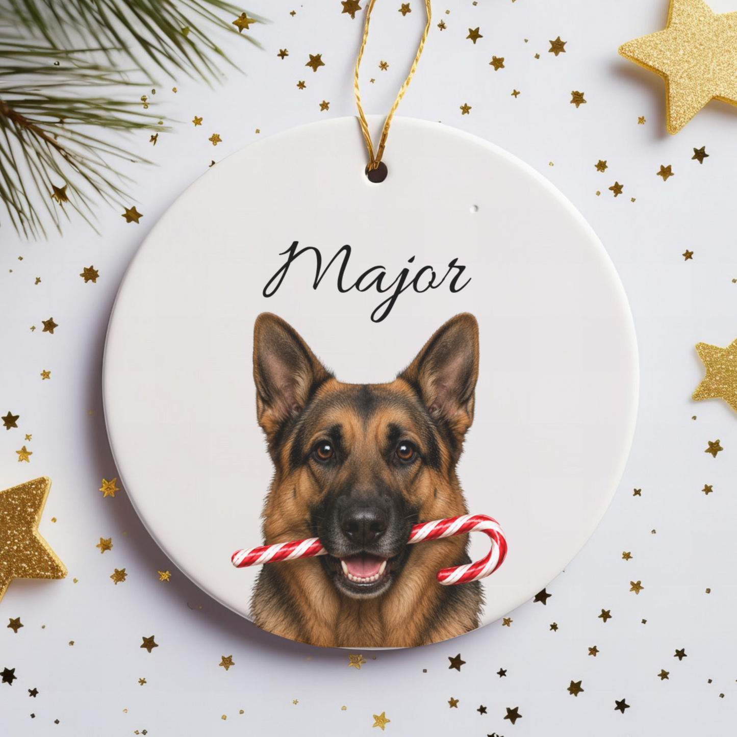 Personalized German Shepherd Ornament, Custom Dog Name Christmas Ornament, GSD Gift, Dog Lover Gift