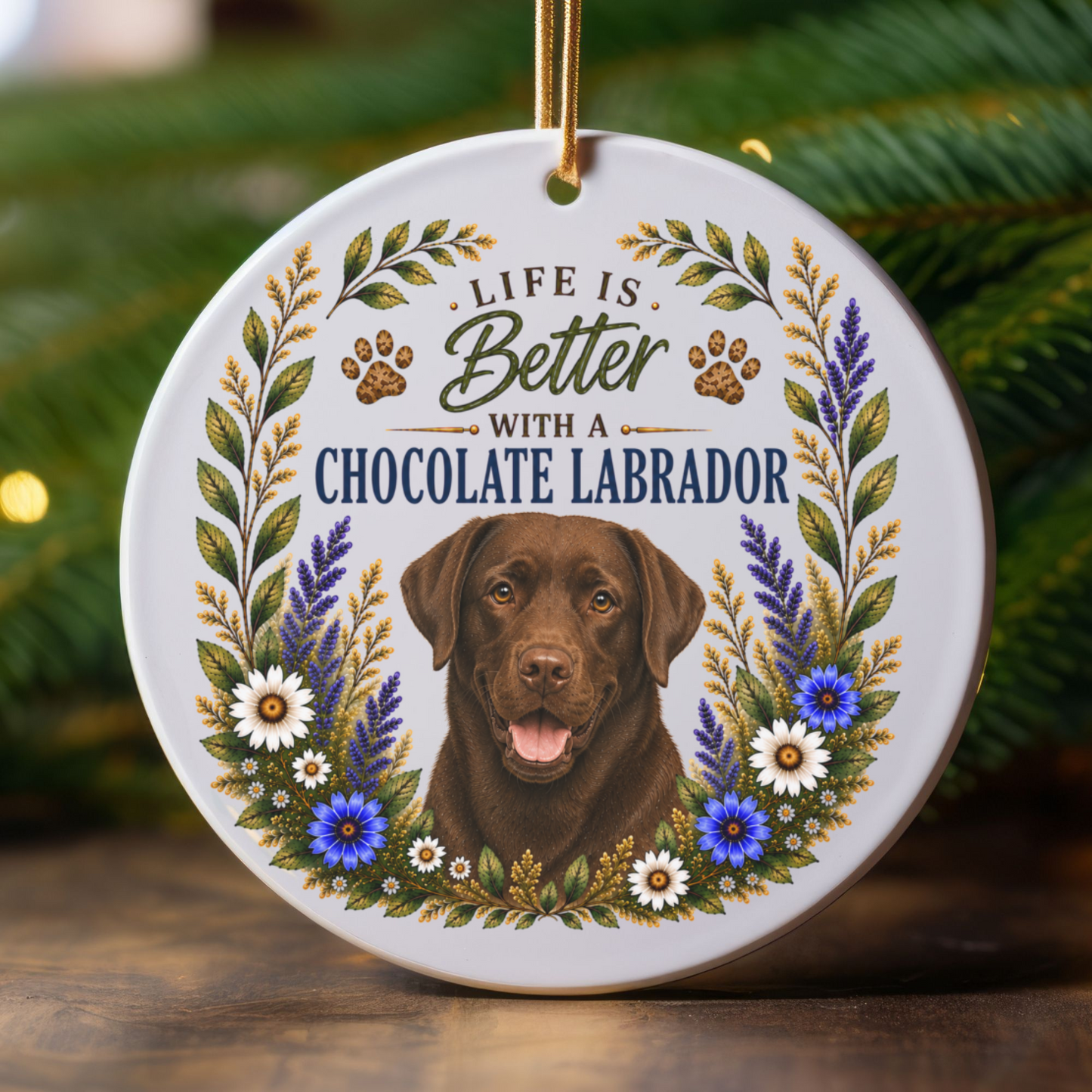 Chocolate Lab Ornament, Labrador Retriever Gift, Chocolate Lab Mom Gift, Dog Lover Keepsake