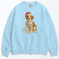 Load image into Gallery viewer, Brittany Spaniel Christmas Gift, Dog Lover Holiday Sweatshirt, Cozy Winter Apparel, Festive Puppy Design, Santa Hat Sweater
