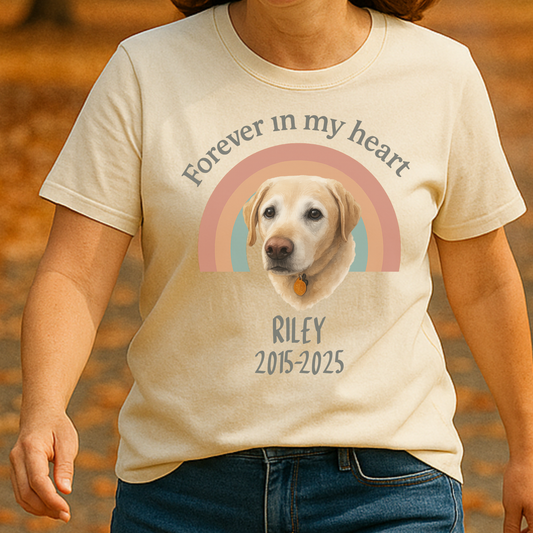 Personalized Pet Memorial Shirt, Dog Memory Gift, Rainbow Bridge Tribute Tee, Custom Photo Comfort Colors, Pet Lover Keepsake