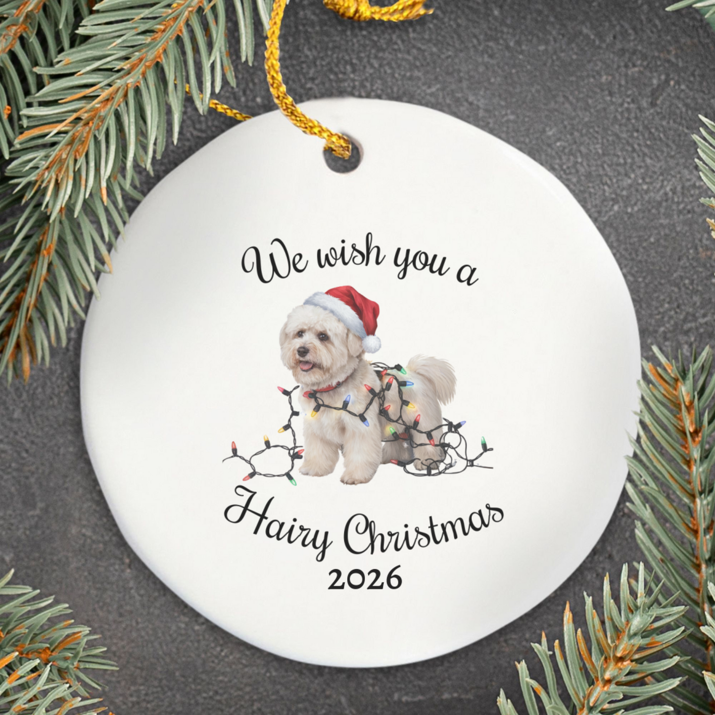 Bichon Frise Christmas Ornament, Personalized Ceramic Keepsake, Gift for Dog Lovers, Cute Bichon Dog Decor, Holiday Tree Decoration
