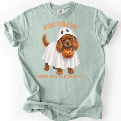 Ruby Cavalier Boo Crew Halloween Shirt, Here for the Treats Dog Mom Tee