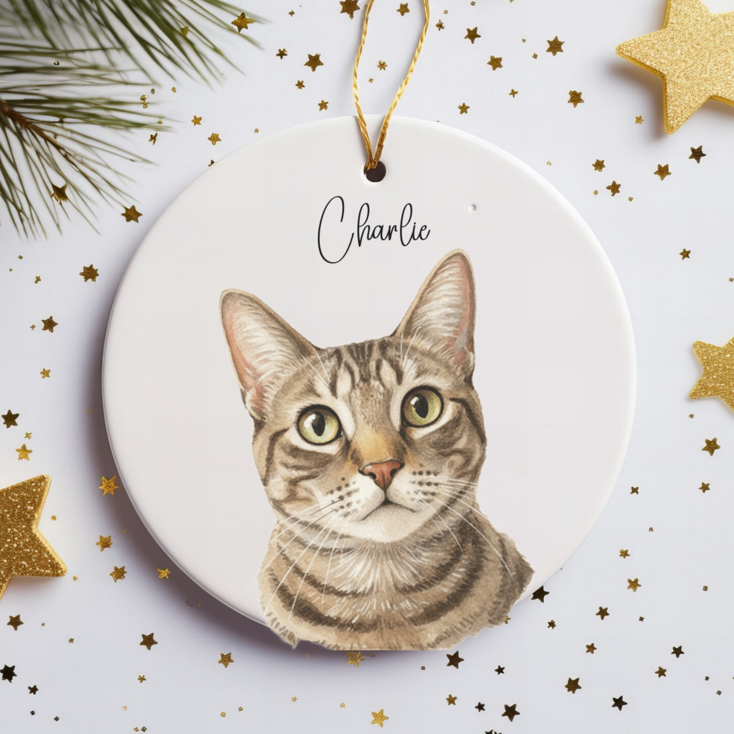 Custom Watercolor Pet Memorial Ornament with Name