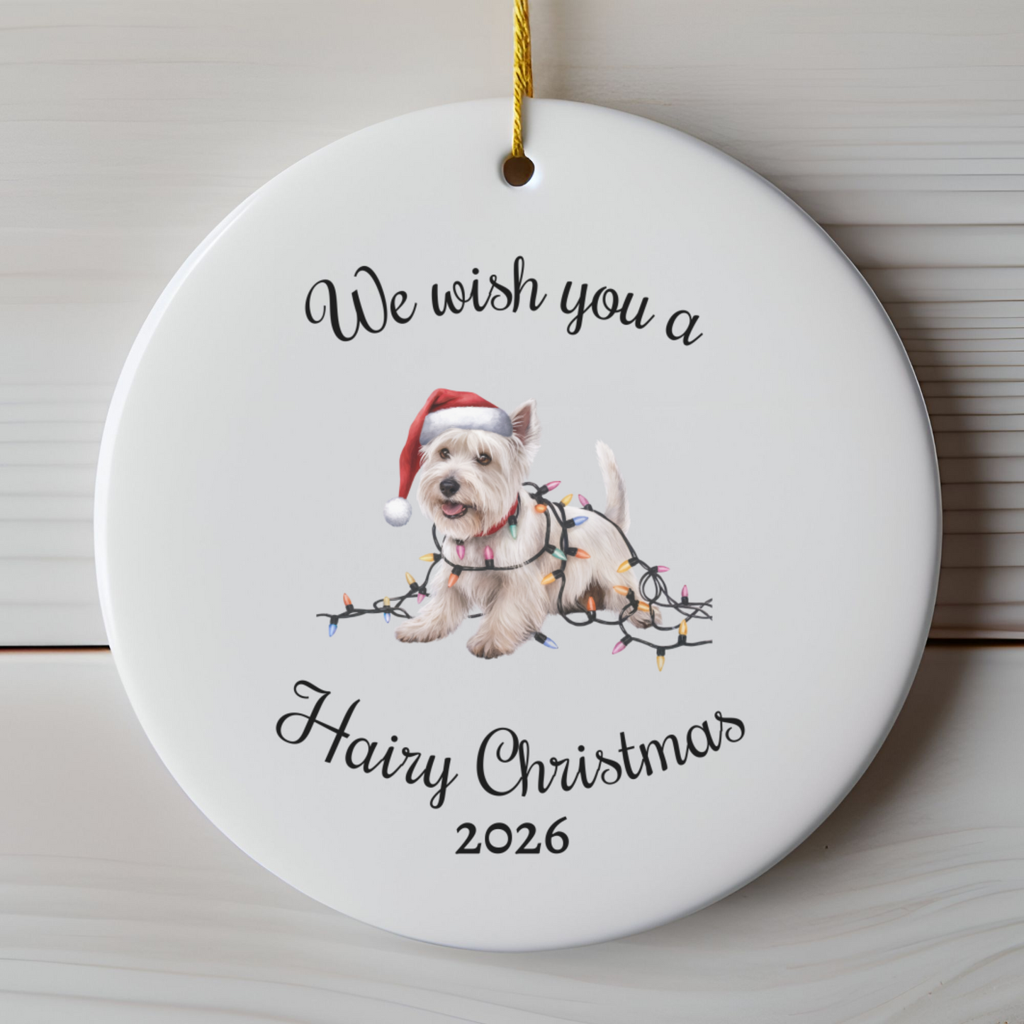Christmas West Highland Terrier Ornament, Christmas Lights Dog Keepsake