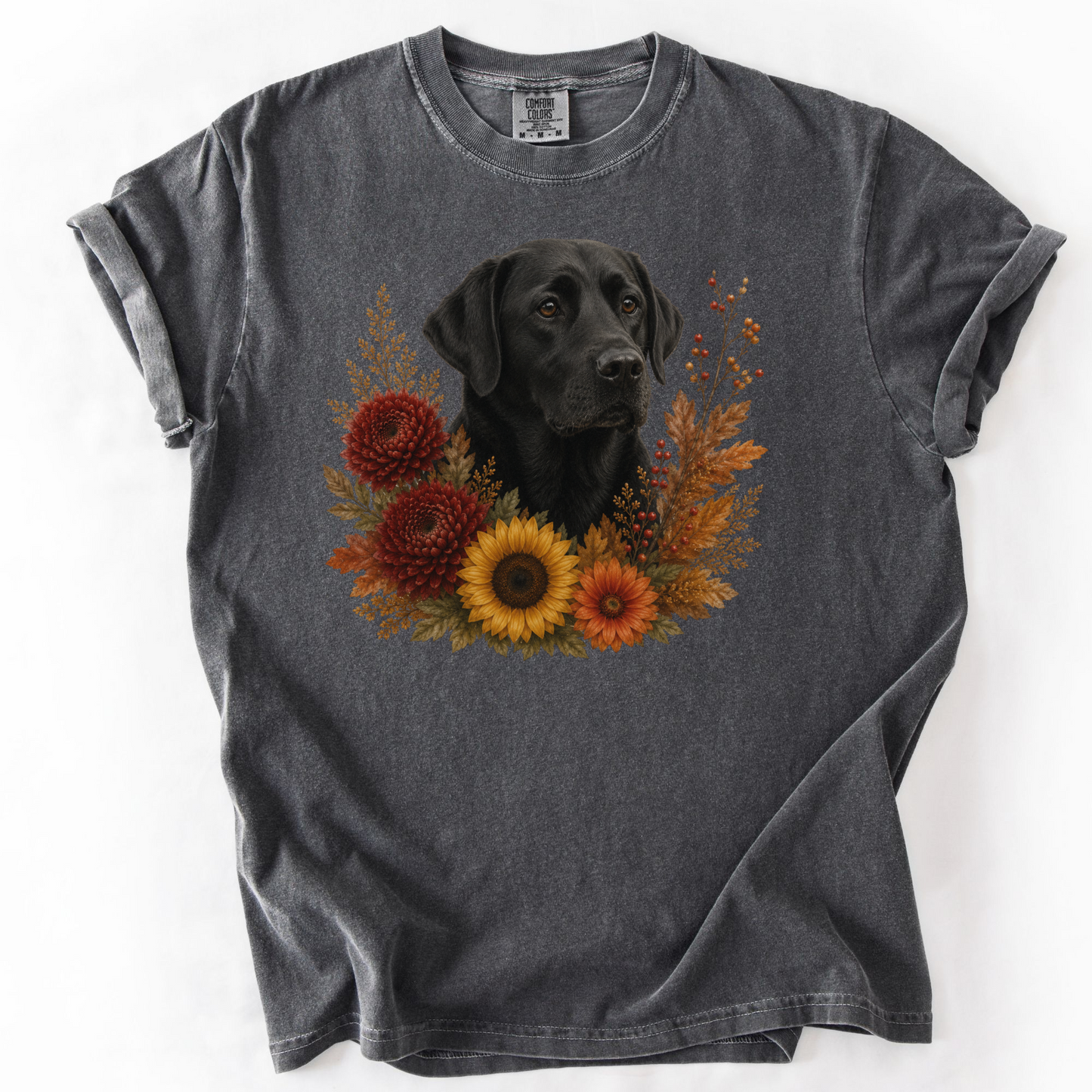 Black Labrador Autumn Floral Shirt