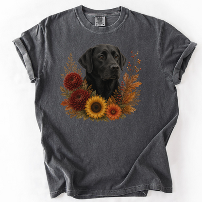 Black Labrador Autumn Floral Shirt