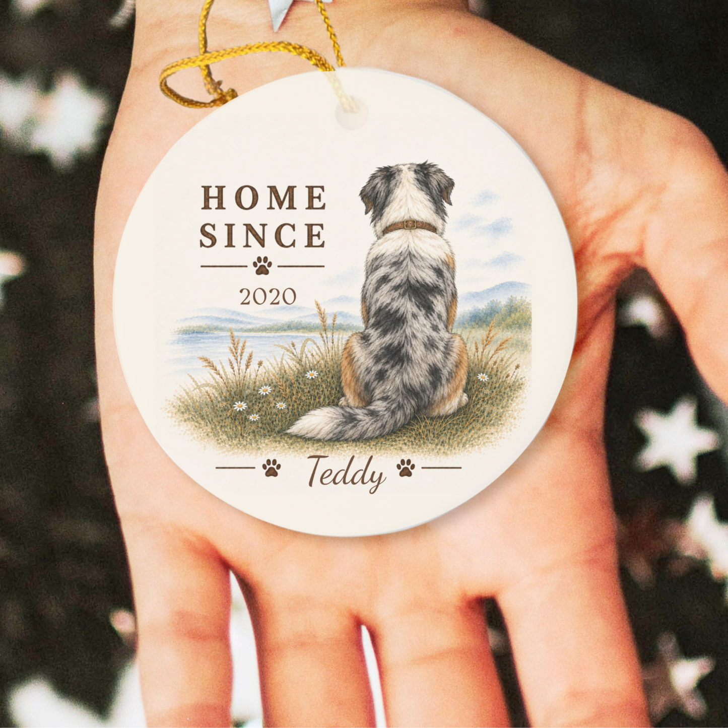 Personalized Australian Shepherd Ornament, Double Sided Aussie Gotcha Day Gift, Custom Dog Keepsake