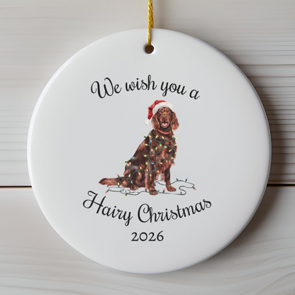 Christmas Irish Setter Ornament, Christmas Lights Dog Keepsake