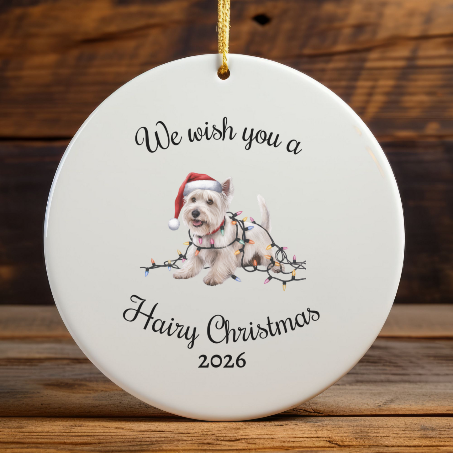 Christmas West Highland Terrier Ornament, Christmas Lights Dog Keepsake