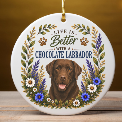 Chocolate Lab Ornament, Labrador Retriever Gift, Chocolate Lab Mom Gift, Dog Lover Keepsake