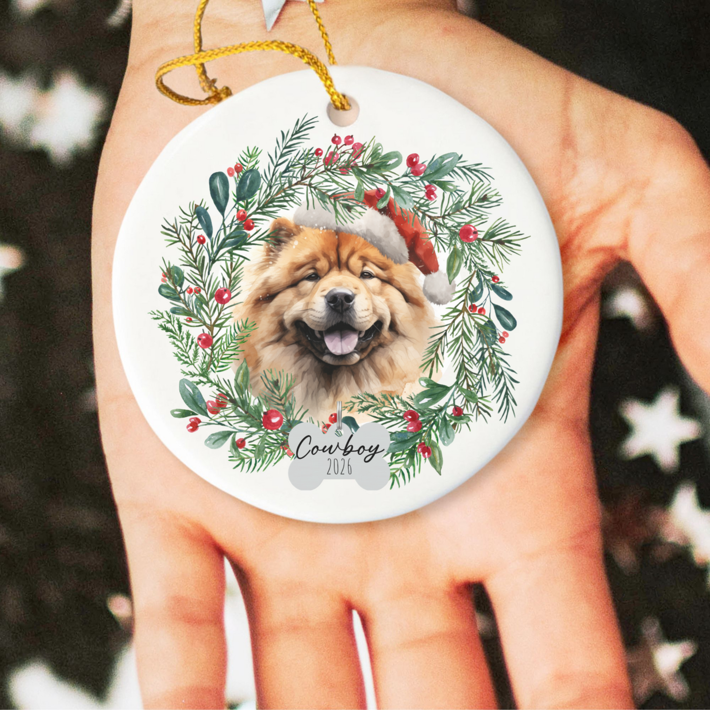 Personalized Chow Chow Christmas Ornament