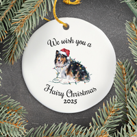 Load image into Gallery viewer, Christmas Sheltie Ornament, Christmas Lights Dog Keepsake
