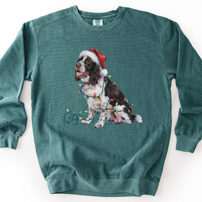 Christmas Springer Spaniel Sweatshirt, Festive Dog Lights Sweater, Dog Lover Gift