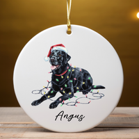 Load image into Gallery viewer, Personalized Black Labrador Christmas Lights Ornament
