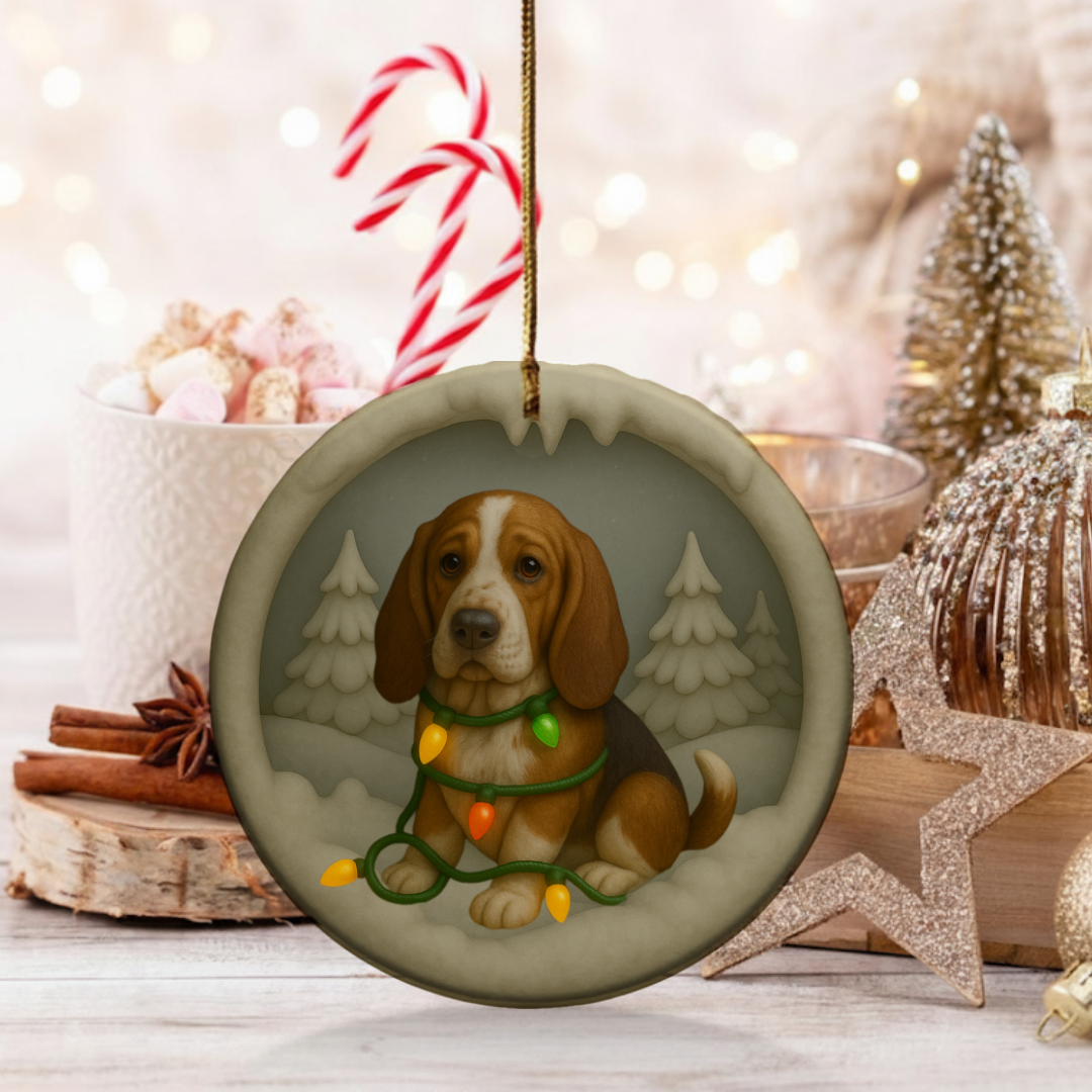 Personalized Basset Hound Christmas Lights Keepsake