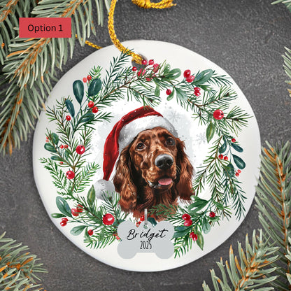 Personalized Irish Setter Christmas Ornament