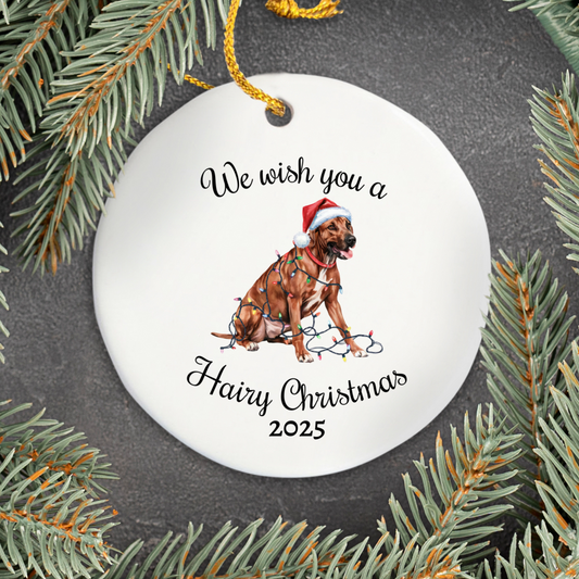 Christmas Rhodesian Ridgeback Ornament, Christmas Lights Dog Keepsake