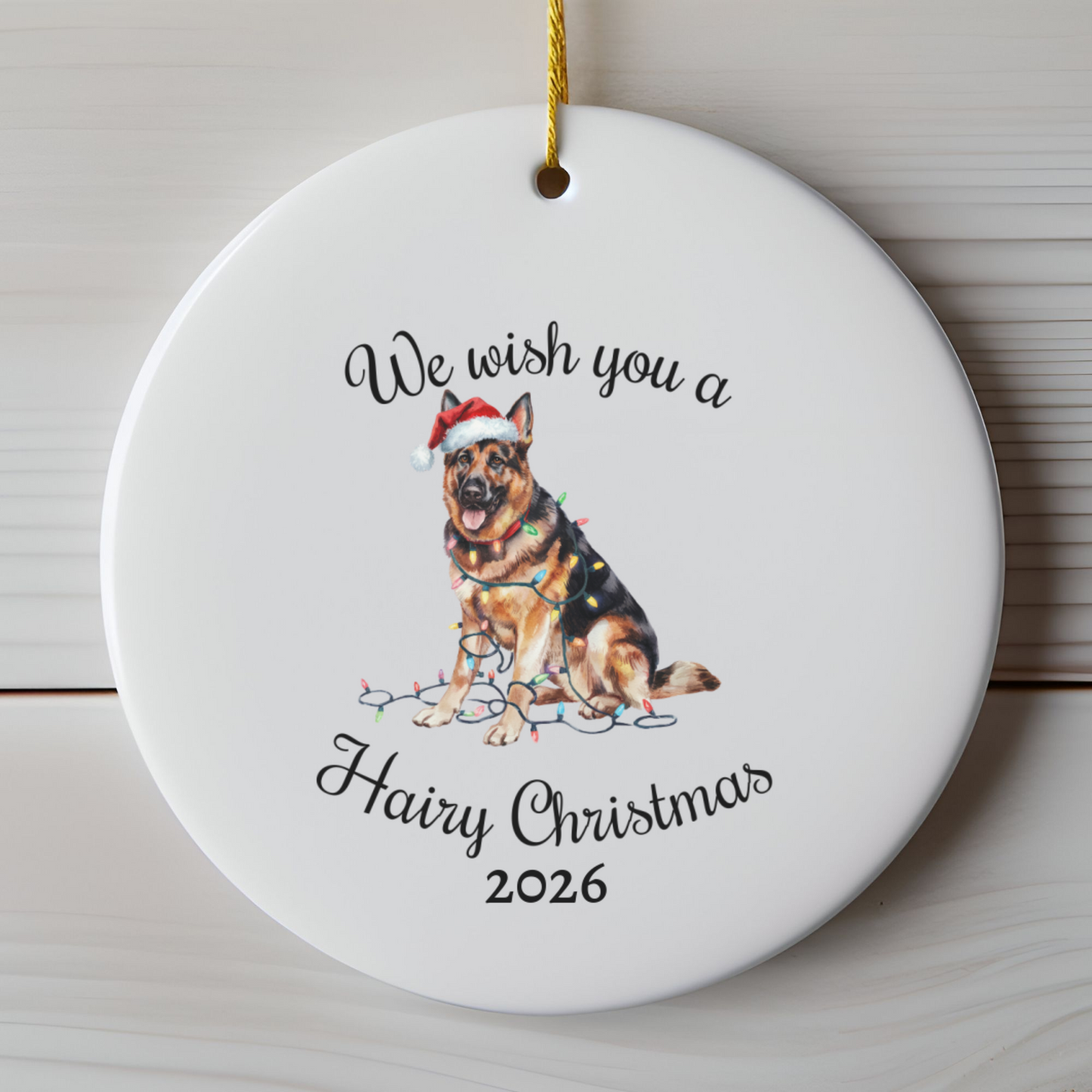 Christmas German Shepherd Ornament, Christmas Lights Dog Keepsake
