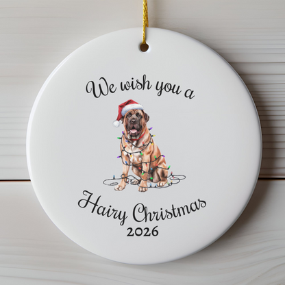 Christmas Mastiff Ornament, Christmas Lights Dog Keepsake