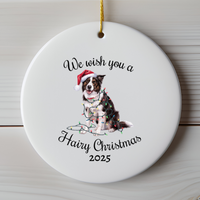 Load image into Gallery viewer, Christmas Border Collie Ornament, Christmas Lights Dog Keepsake
