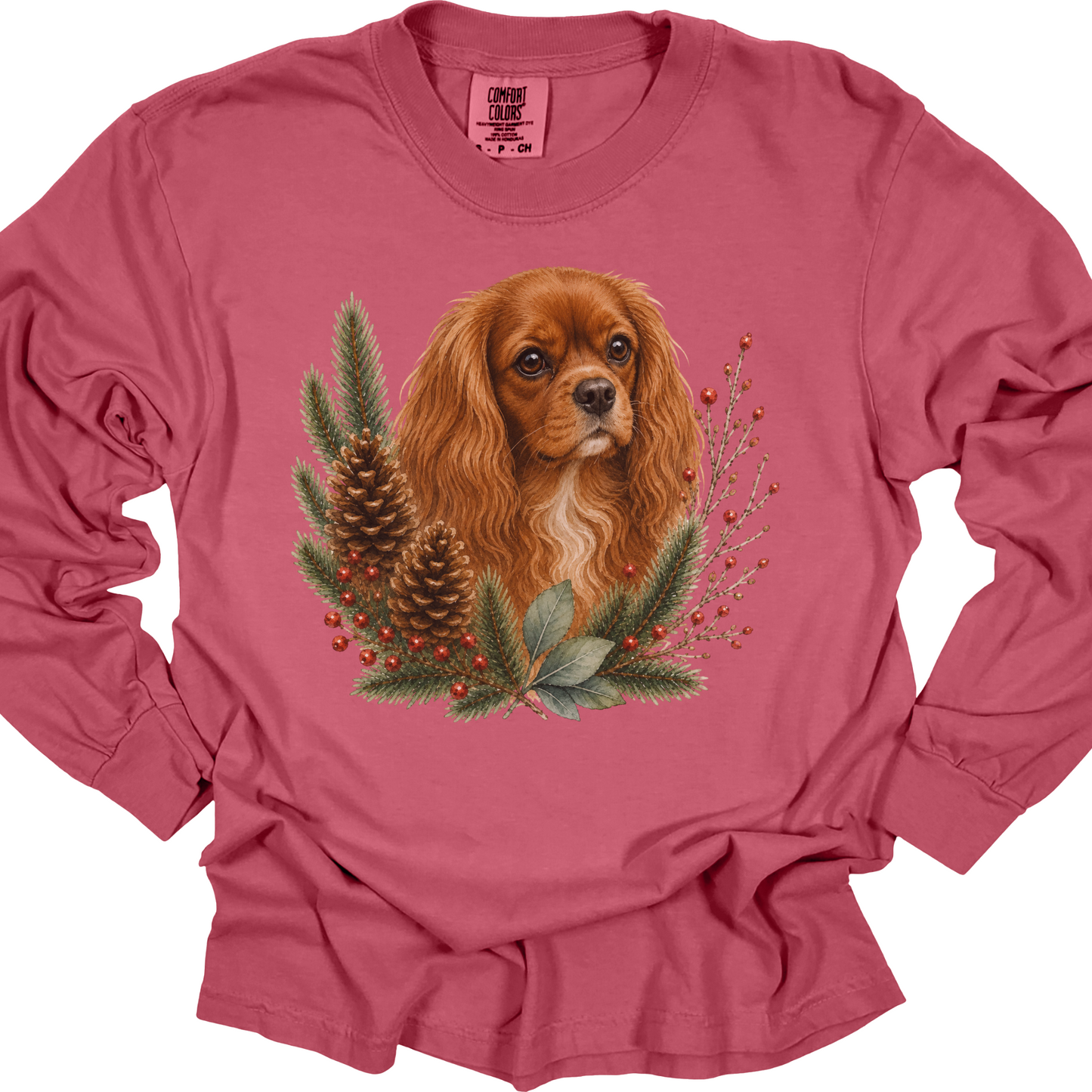 Ruby Cavalier Christmas Long Sleeve Shirt, Cavalier King Charles Spaniel Holiday Dog Mom Gift