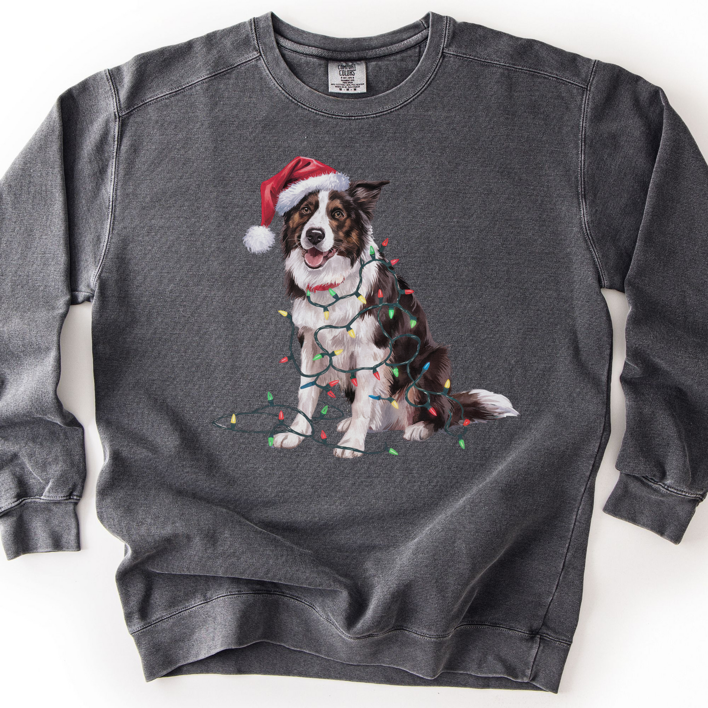 Border Collie Christmas Lights Sweatshirt