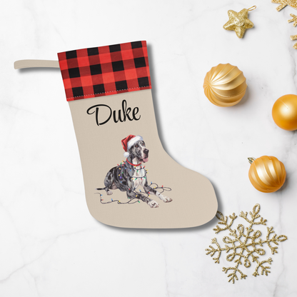 Personalized Great Dane Christmas Stocking, Holiday Decor Gift for Pet Lovers