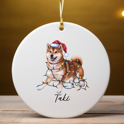 Personalized Red Shiba Inu Ornament, Custom Pet Lover Gift