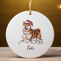 Load image into Gallery viewer, Personalized Red Shiba Inu Ornament, Custom Pet Lover Gift
